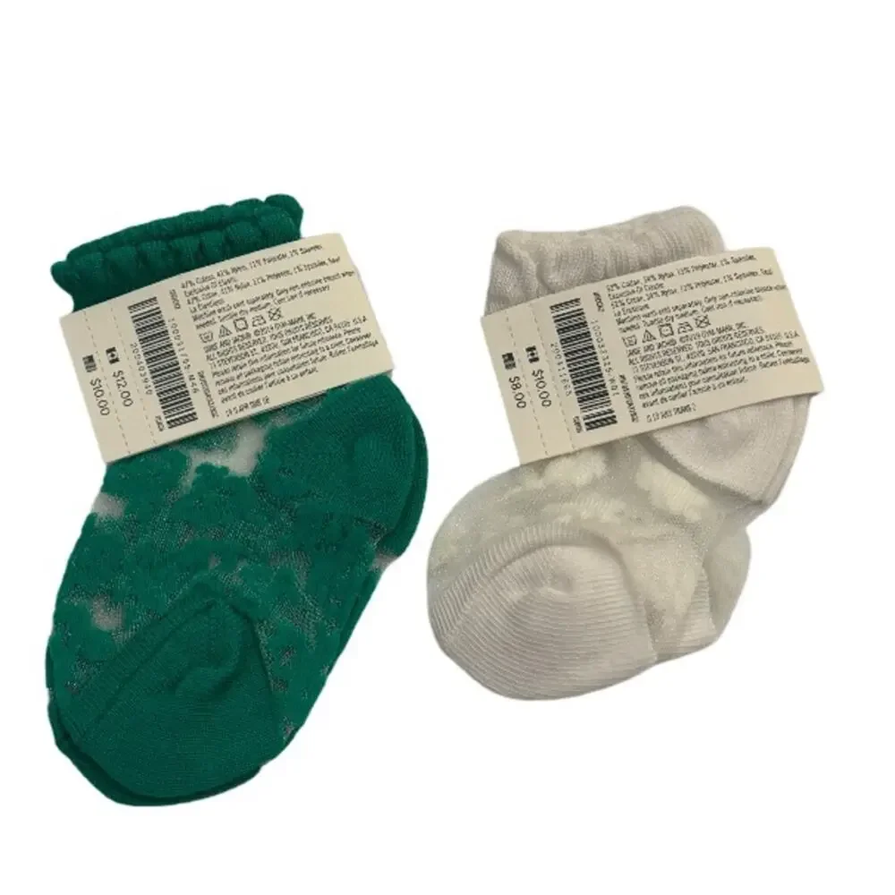 Janie and Jack Girl’s Sheer Floral Socks - Set of 2 6-12M